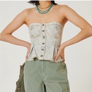 Anthropologie Pilcro sleeveless Tube Top Corset Top size Small Denim